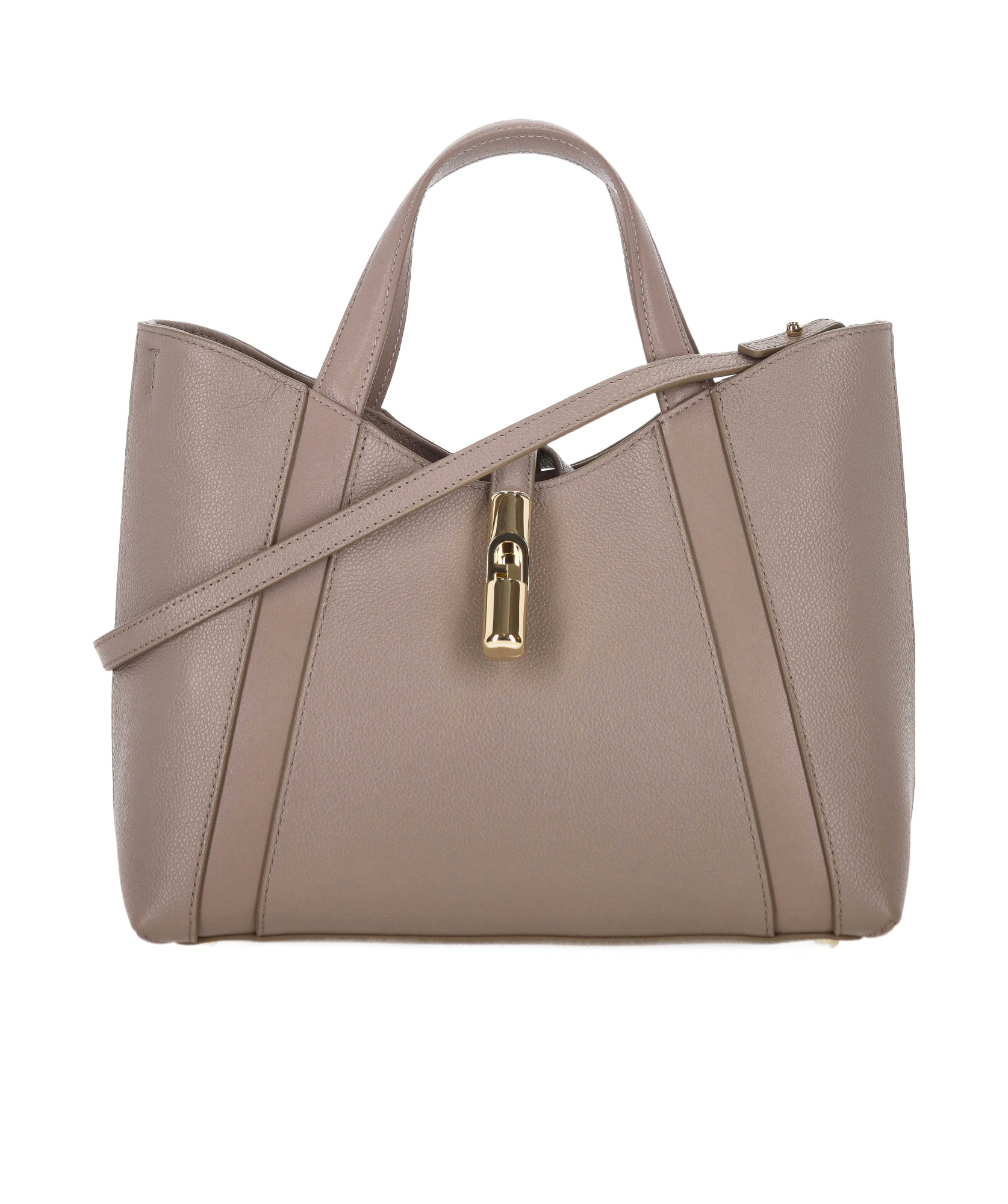 Furla Structured Shoulder Bag With Crossbody Strap And Top Handle In Brown
