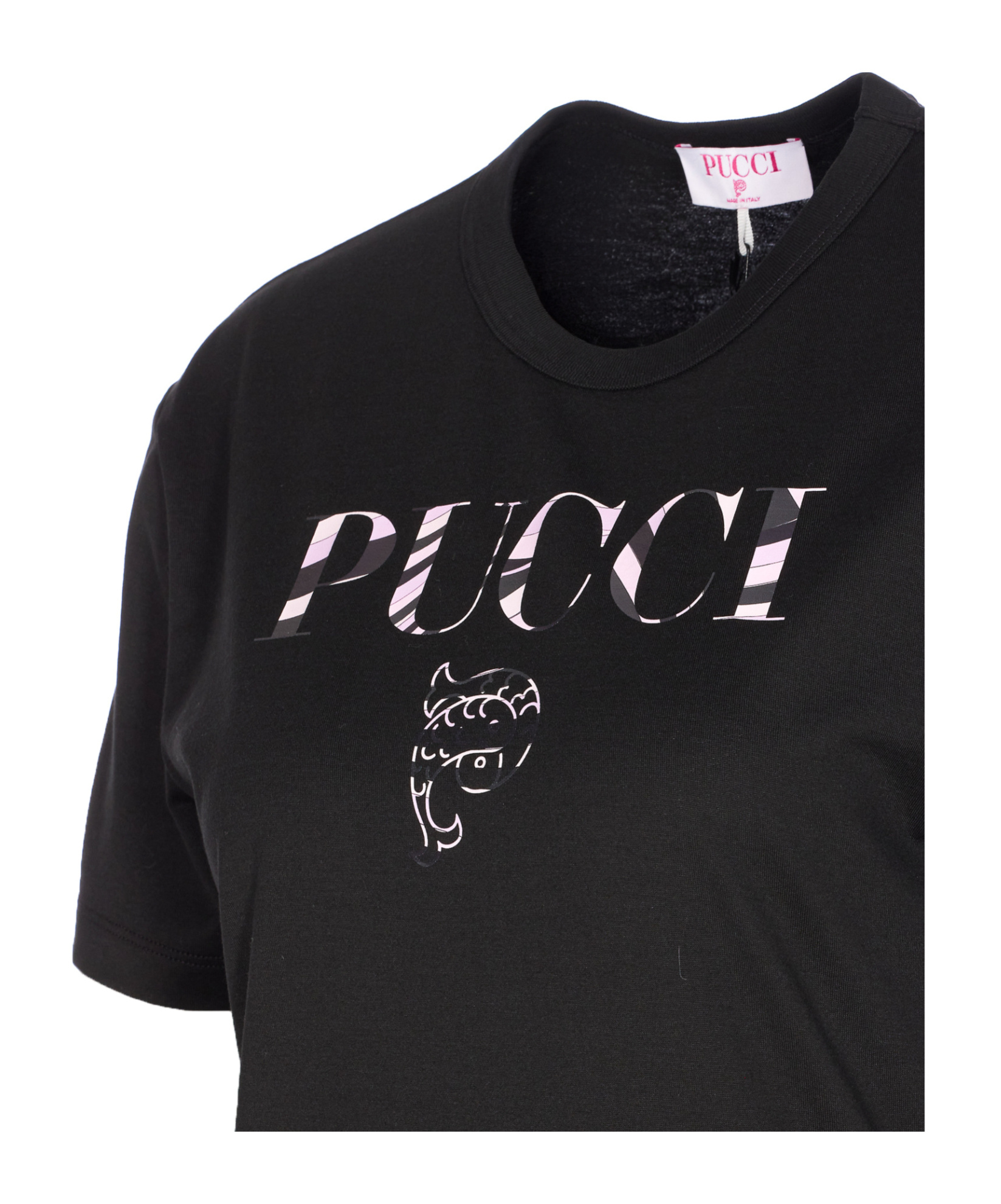 Pucci Crewneck Short Sleeve T-shirt With Regular Fit In Black