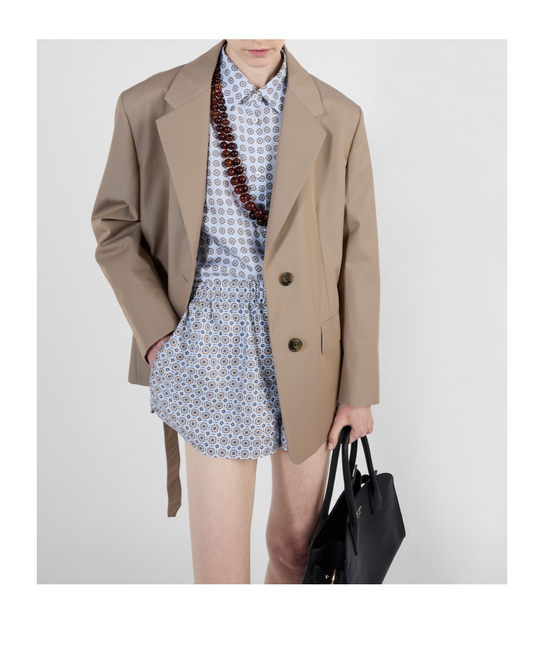 Prada Printed Twill Shirt In Gray
