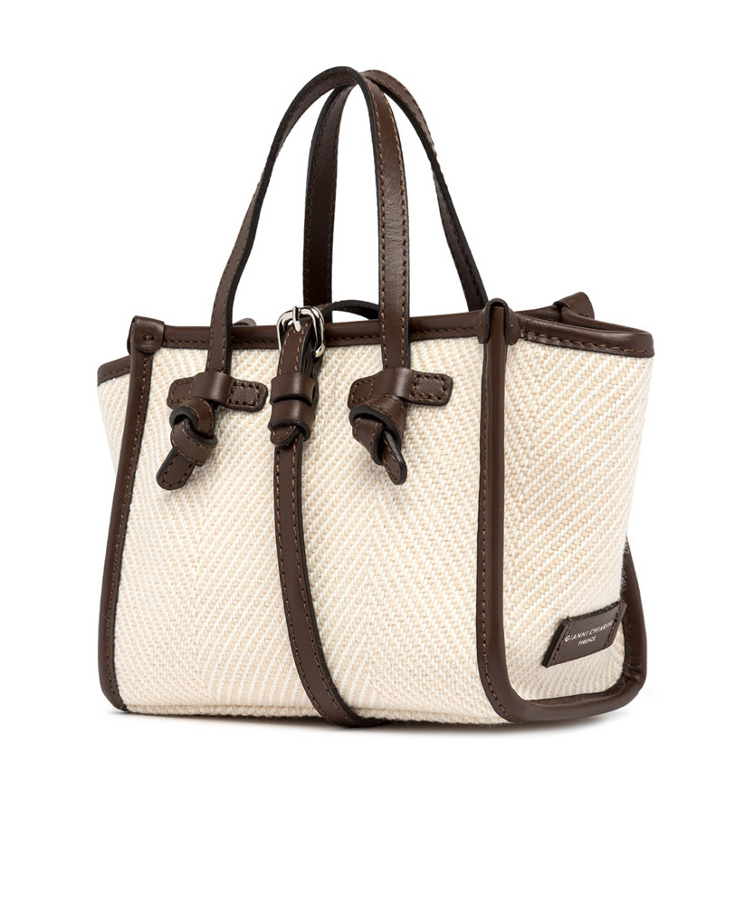 Gianni Chiarini Herringbone Tote Shoulder Bag In White