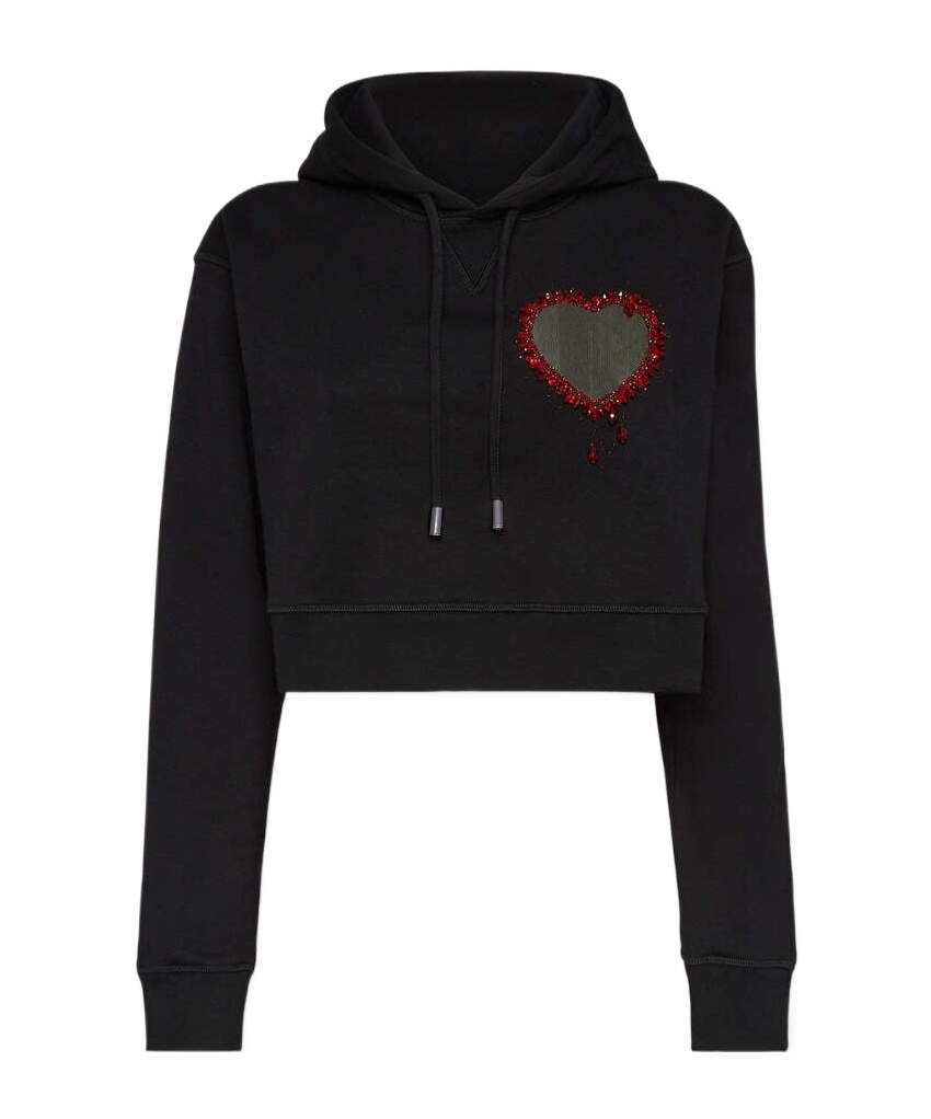 Dsquared2 Bead-embellished Cotton Hoodie In Black