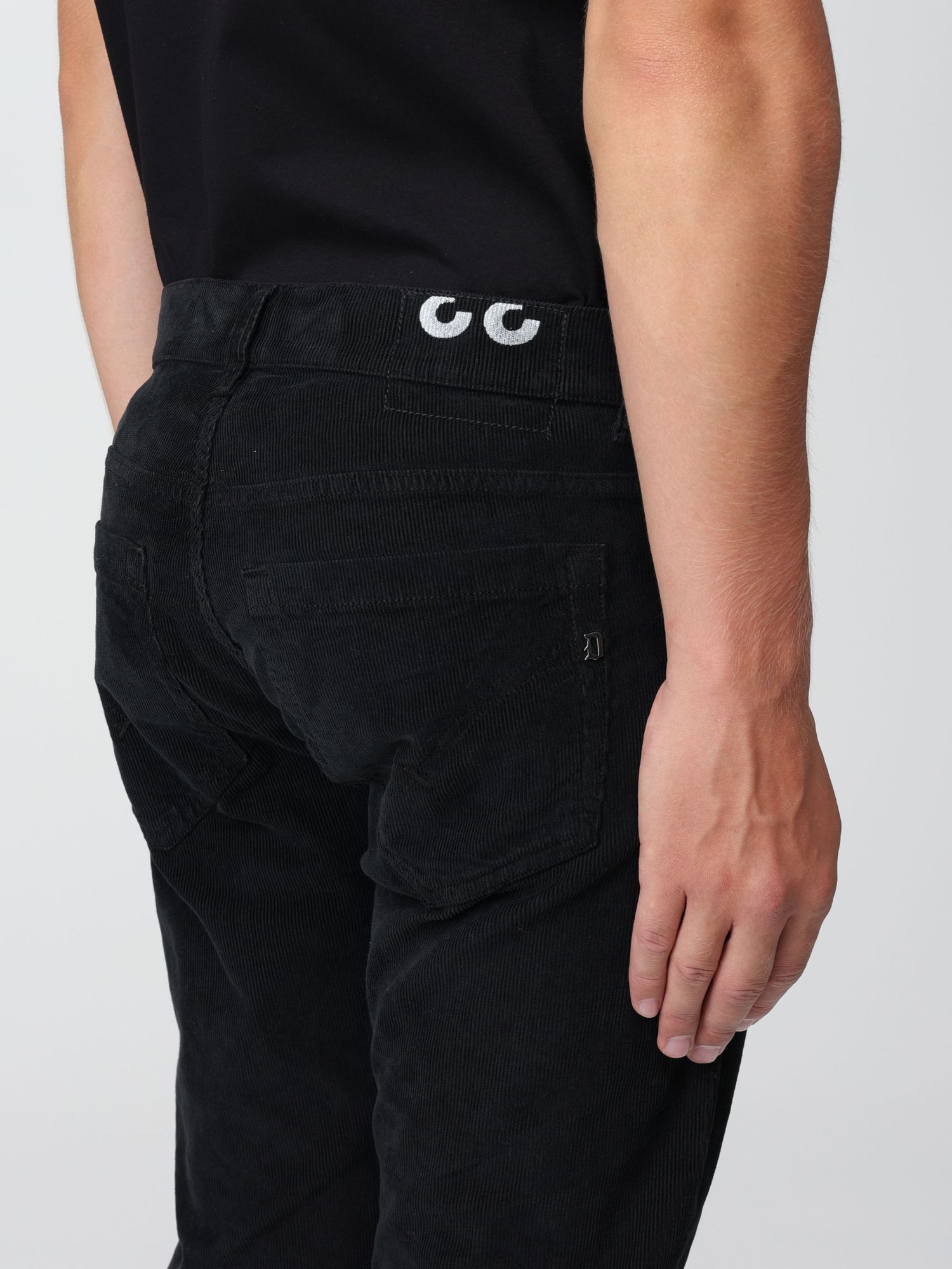 Dondup Slim-cut Corduroy Trousers In Black
