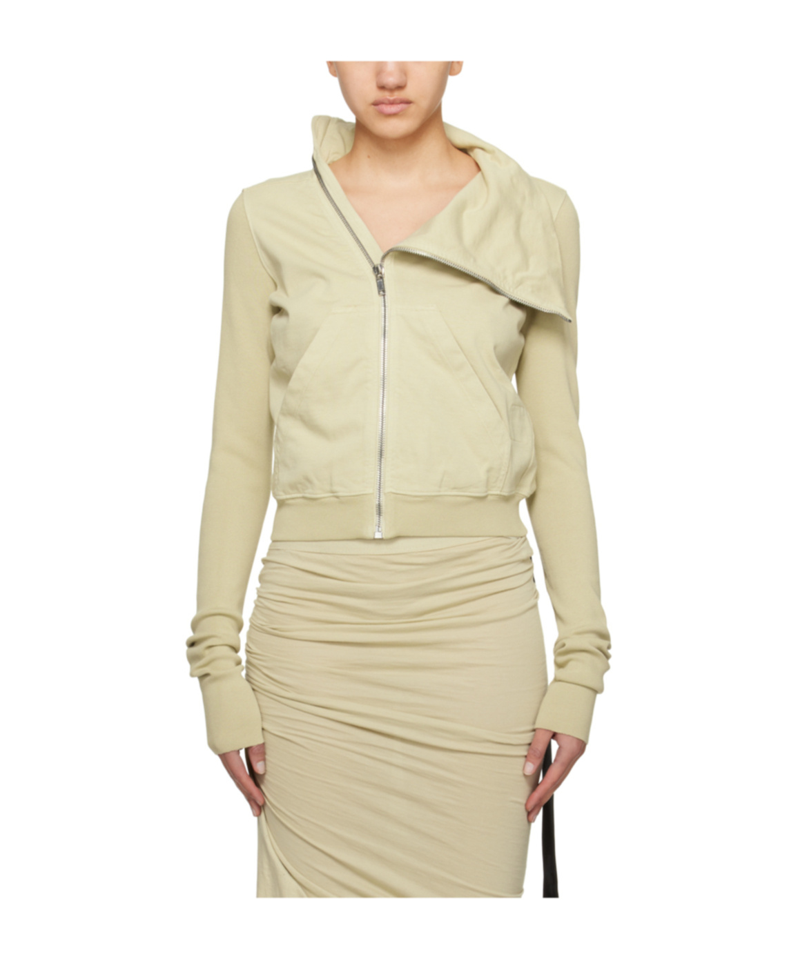 RICK OWENS DRKSHDW OFFSET ZIPPER SWEATER