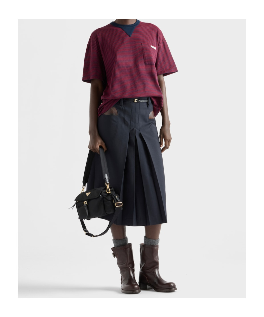 Prada Oversized Striped Jersey T-shirt In Burgundy