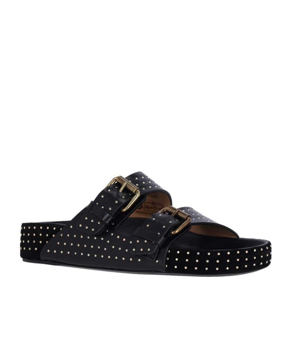 Isabel Marant Black Lennyo Buckle Sandals In Black