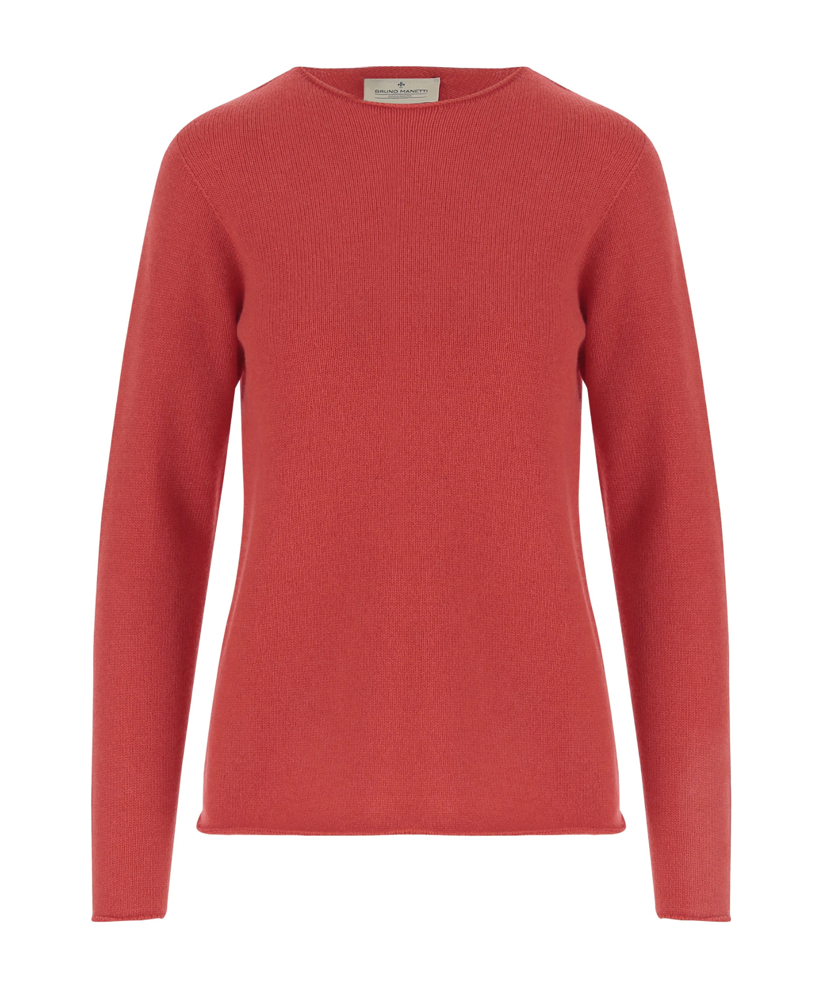 Bruno Manetti Red Cashmere Pullover With Crew Neck And Long Sleeves In Multi