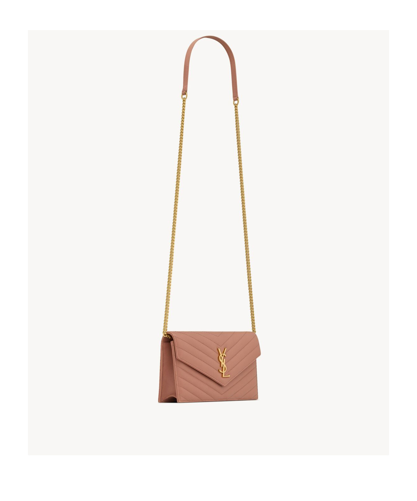 SAINT LAURENT CASSANDRE ENVELOPE CHAIN WALLET IN LAMBSKIN