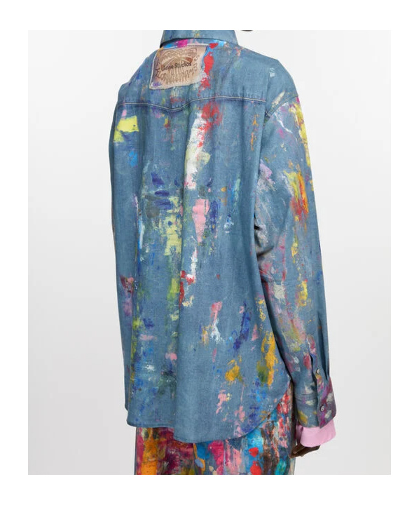 Acne Studios Paint-splatter Shirt In Blue
