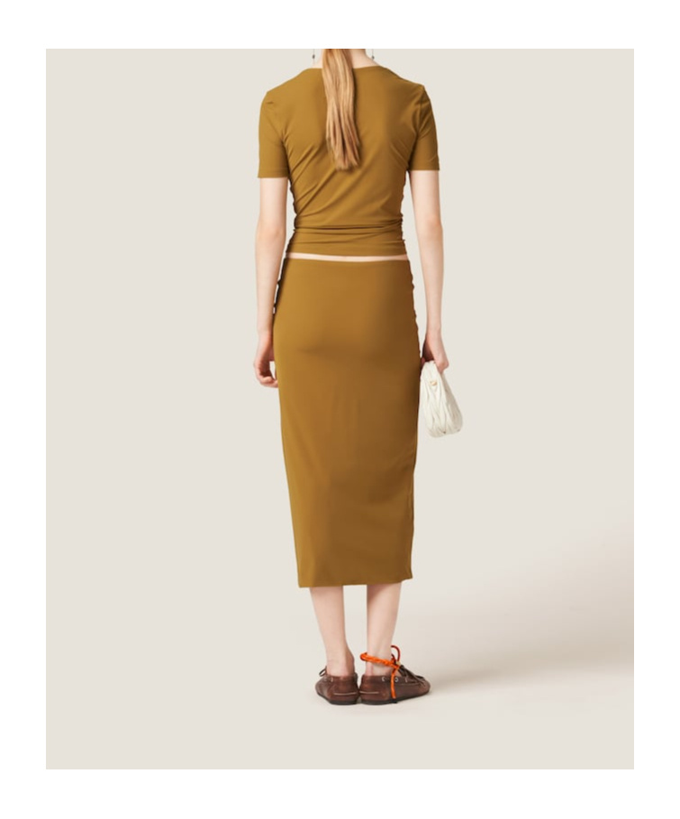 Miu Miu Logo-appliquéd T-shirt In Brown