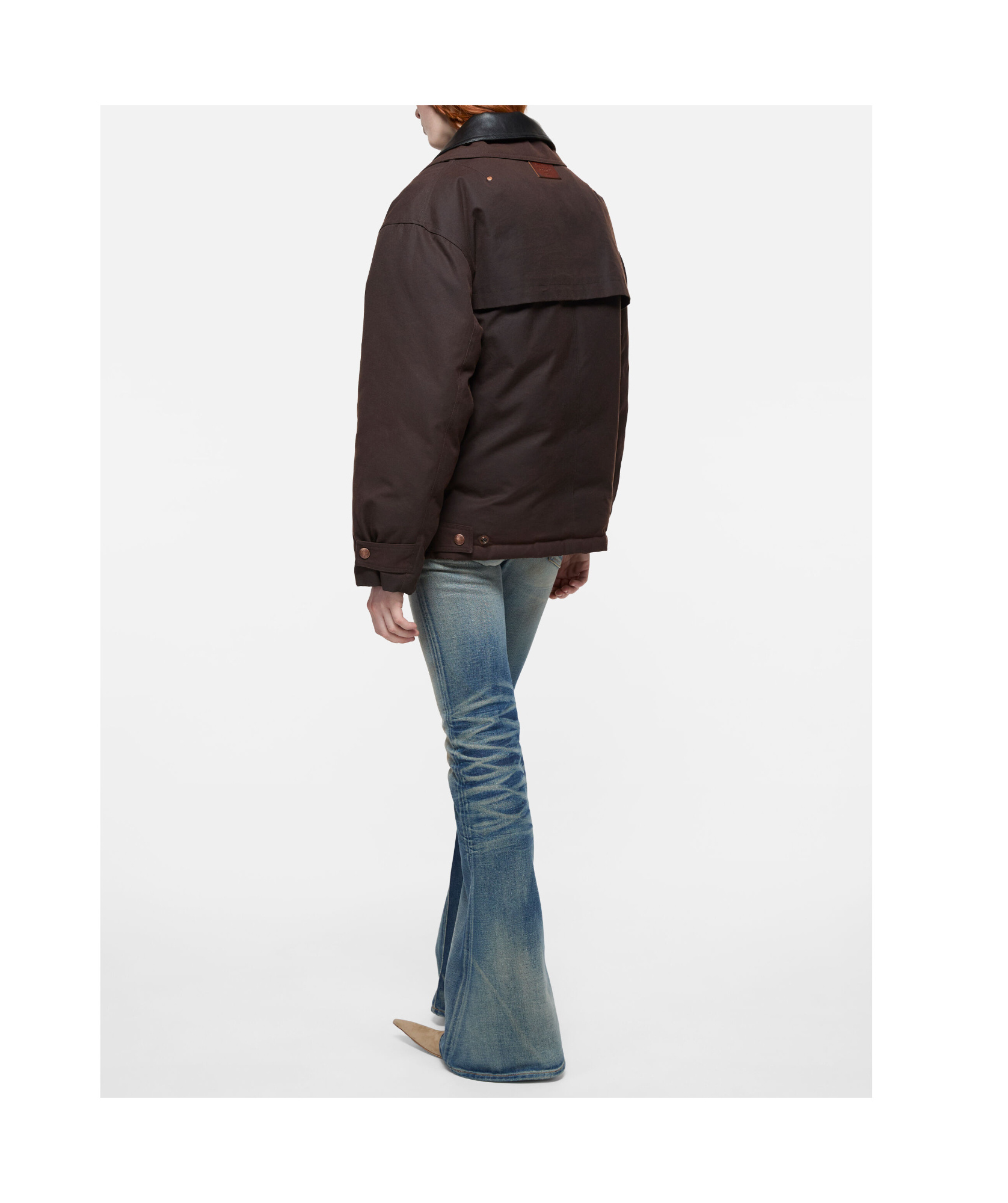Acne Studios Long-sleeved Down Jacket In Dark Brown