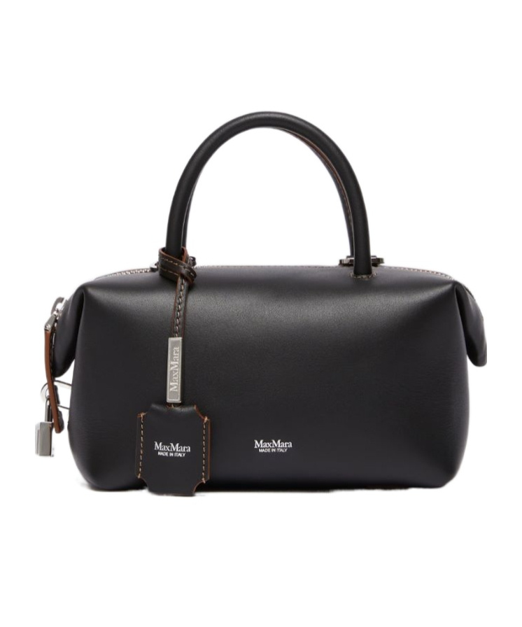 Max Mara Small Shiny Leather Satchel Bag In Black
