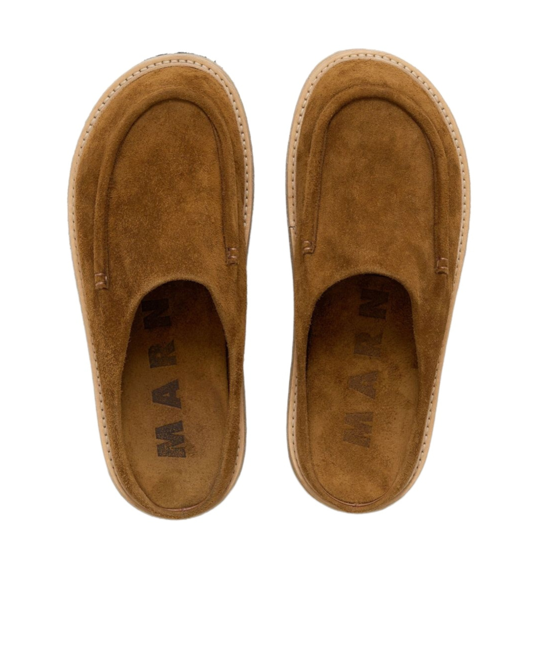 Marni Brown Suede Sabot Slip-on Loafers In Brown