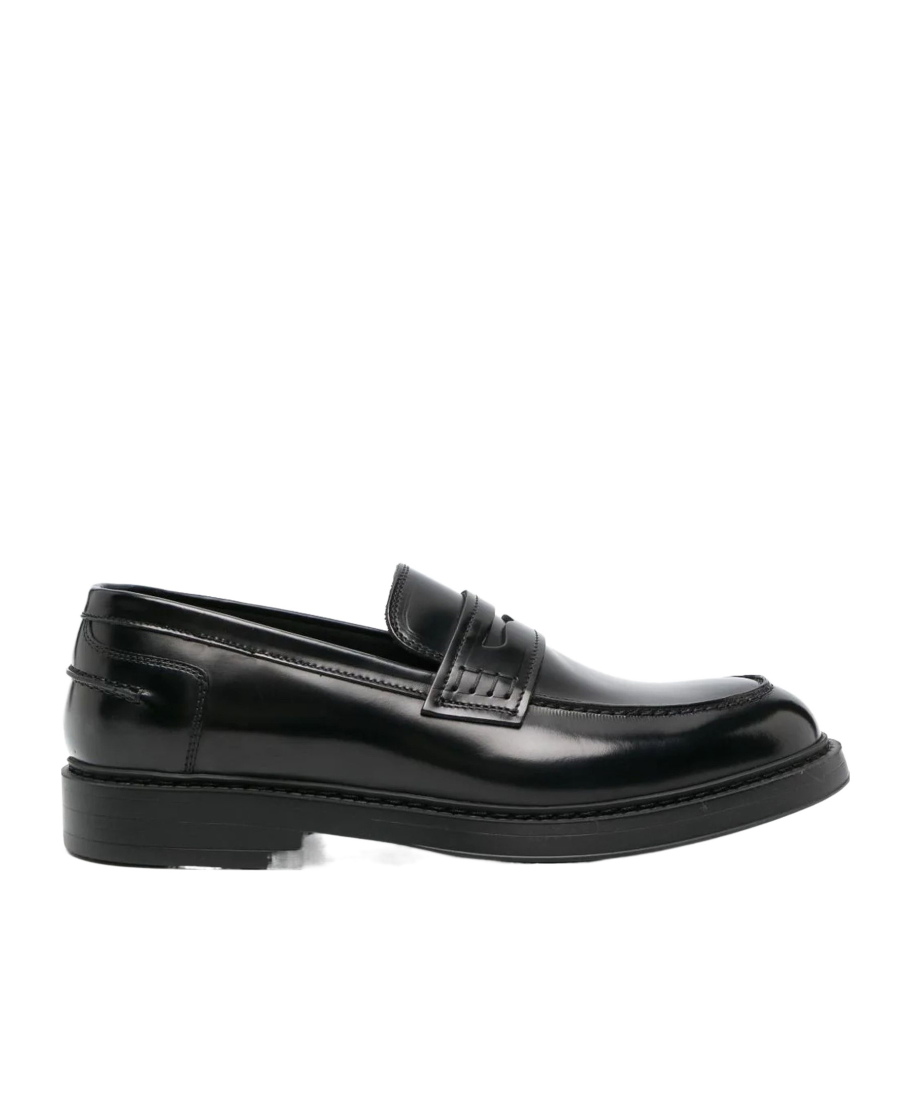 Doucal's Adler Black Slip-on Loafers In Smooth Leather Man In Black