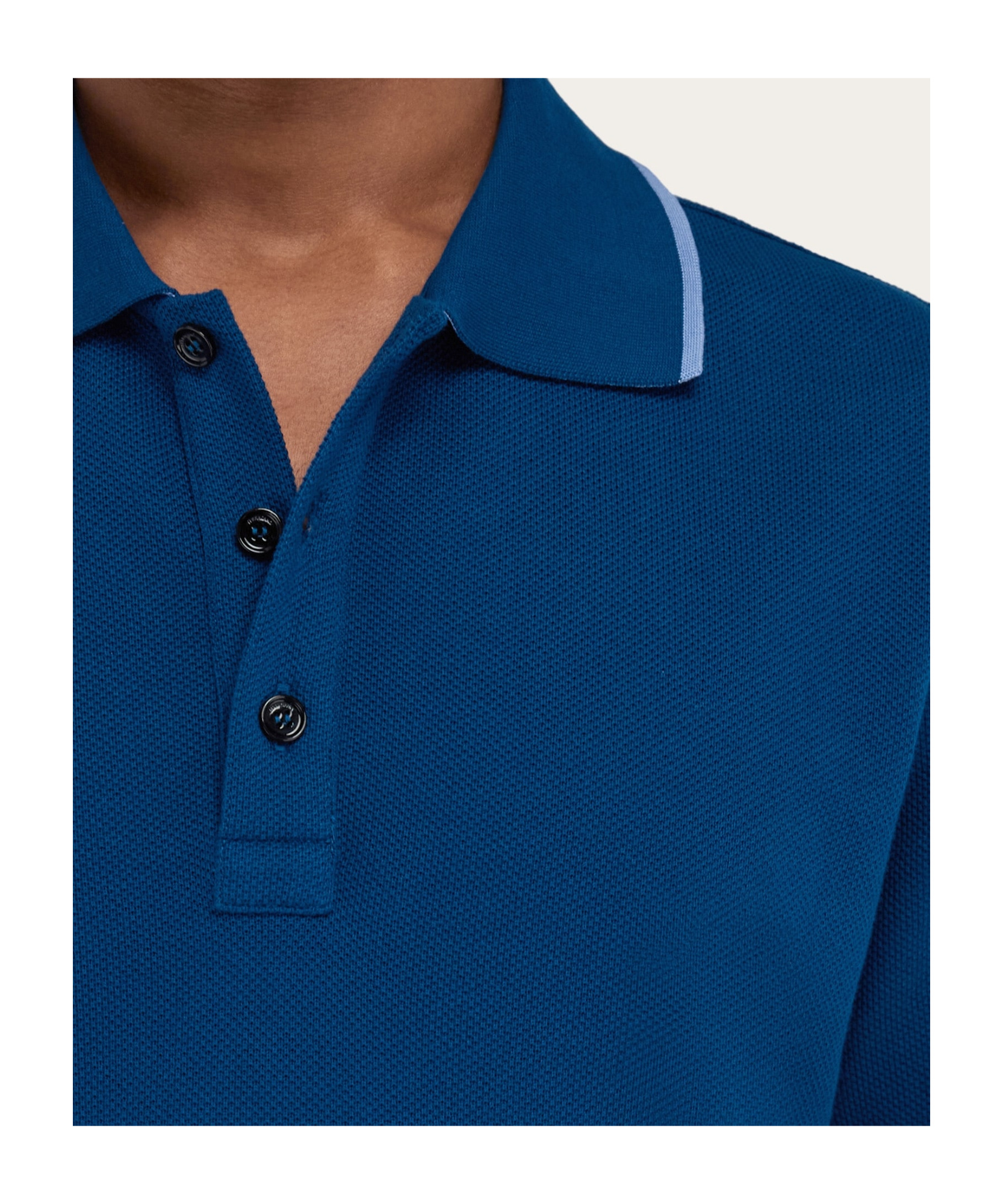 Ferragamo Polo Shirt With Contrasting Sleeve Detail In Blue