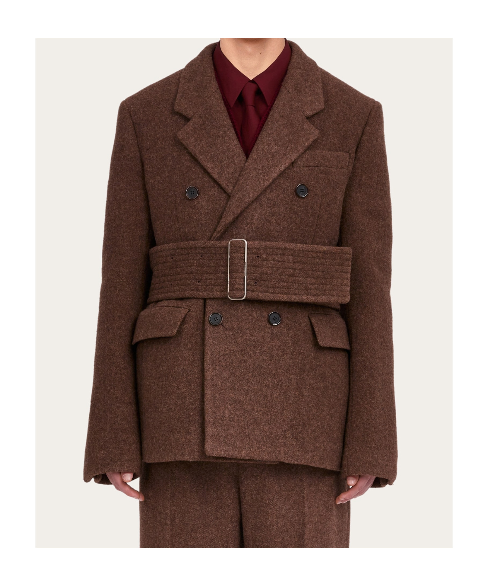 Ferragamo Long-sleeved Coat In Red