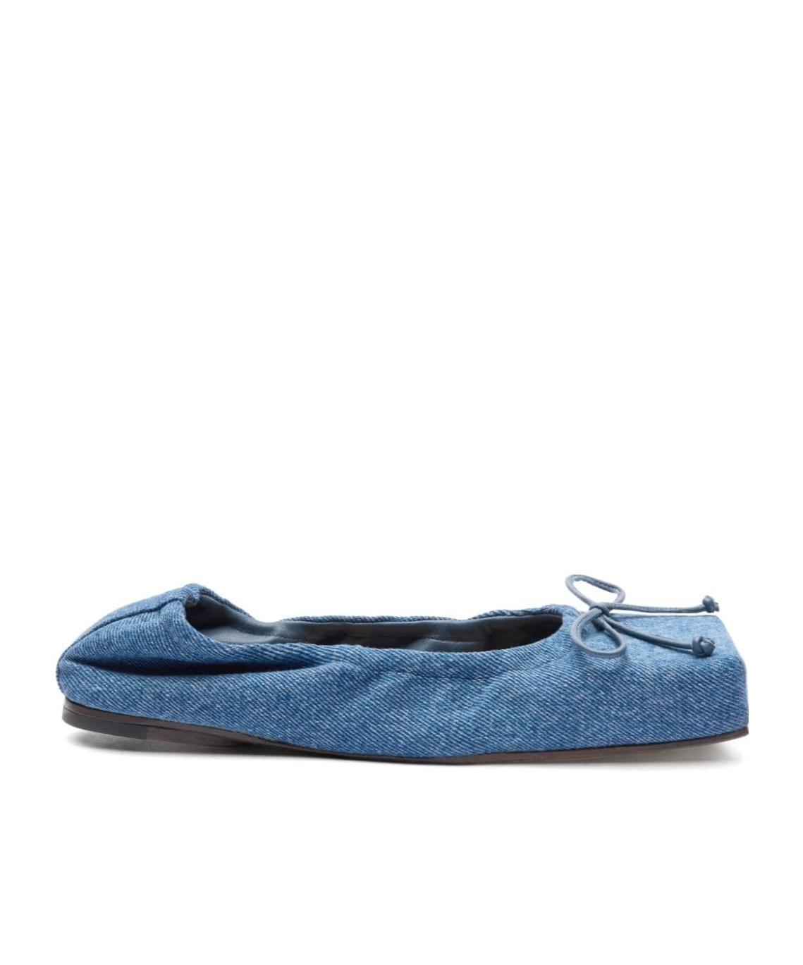 Jacquemus Les Ballerines Bow Square Toe Denim Ballet Flat In Blue
