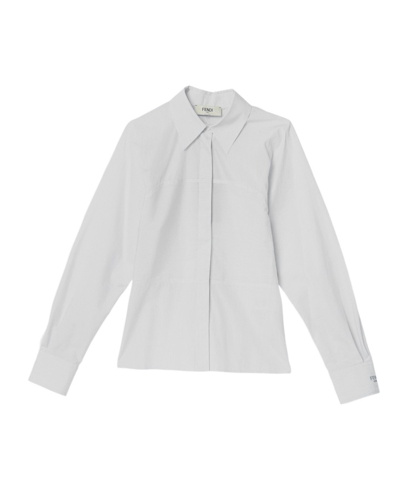 Fendi White Striped Cotton Shirt Women