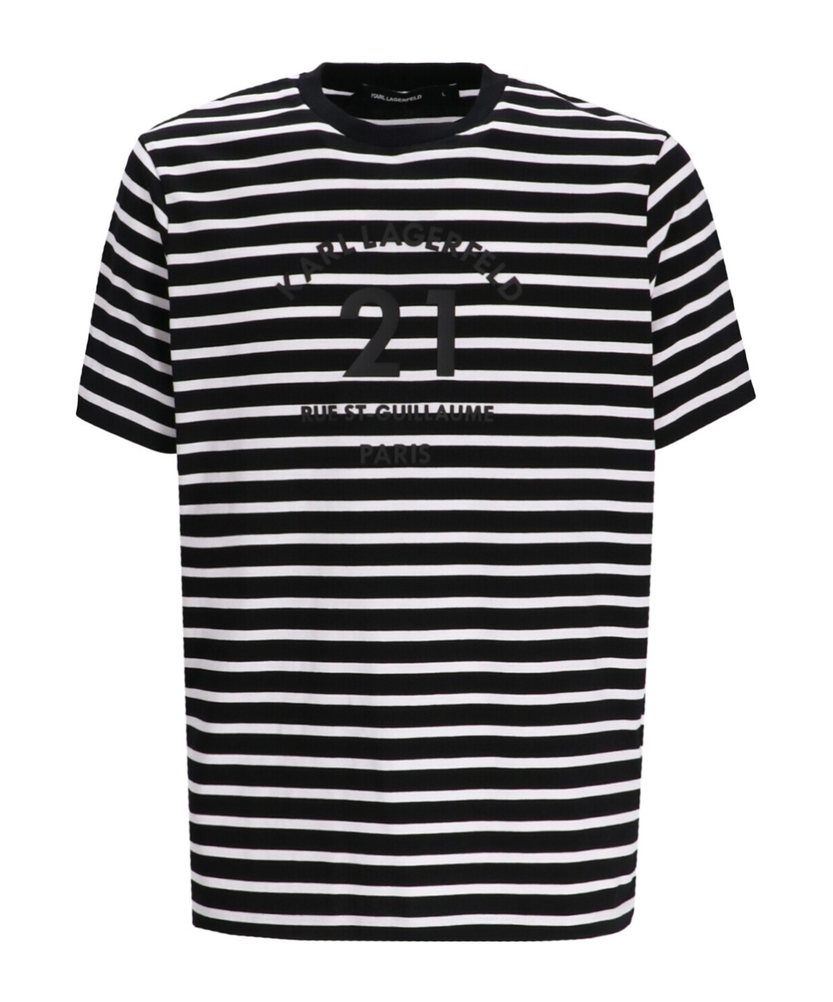 Karl Lagerfeld Striped Embroidered T-shirt In Black