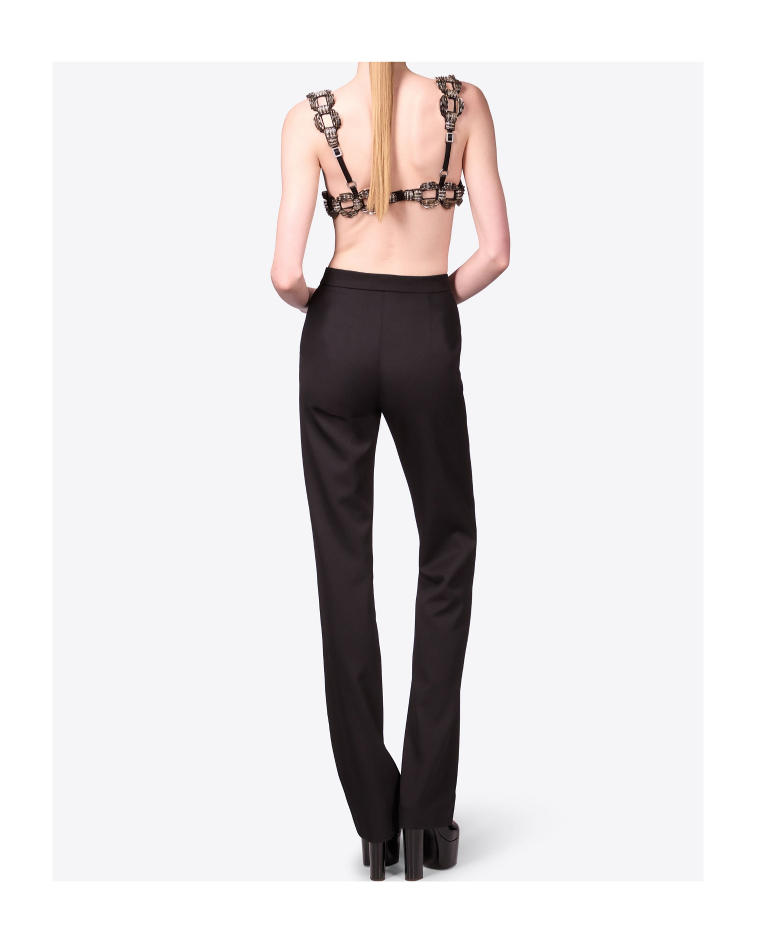 Area Straight-leg Casual Pants In Black