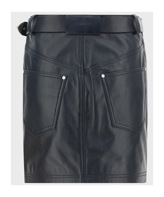 Shop Pinko Grenada Leather Mini Skirt In Black