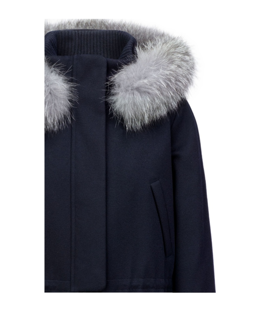 Loro Piana Icery Hooded Short Jacket In Navy Blue