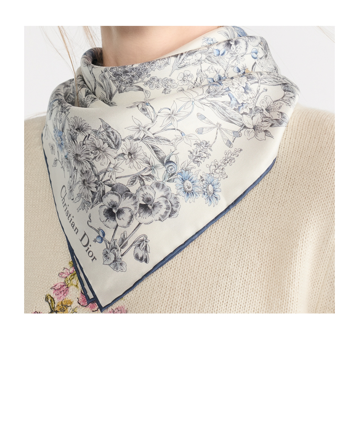 Dior Star 70 Square Scarf In White