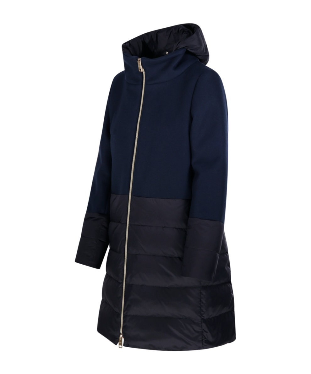 Herno Hooded Longline Quilted Down Jacket In Black