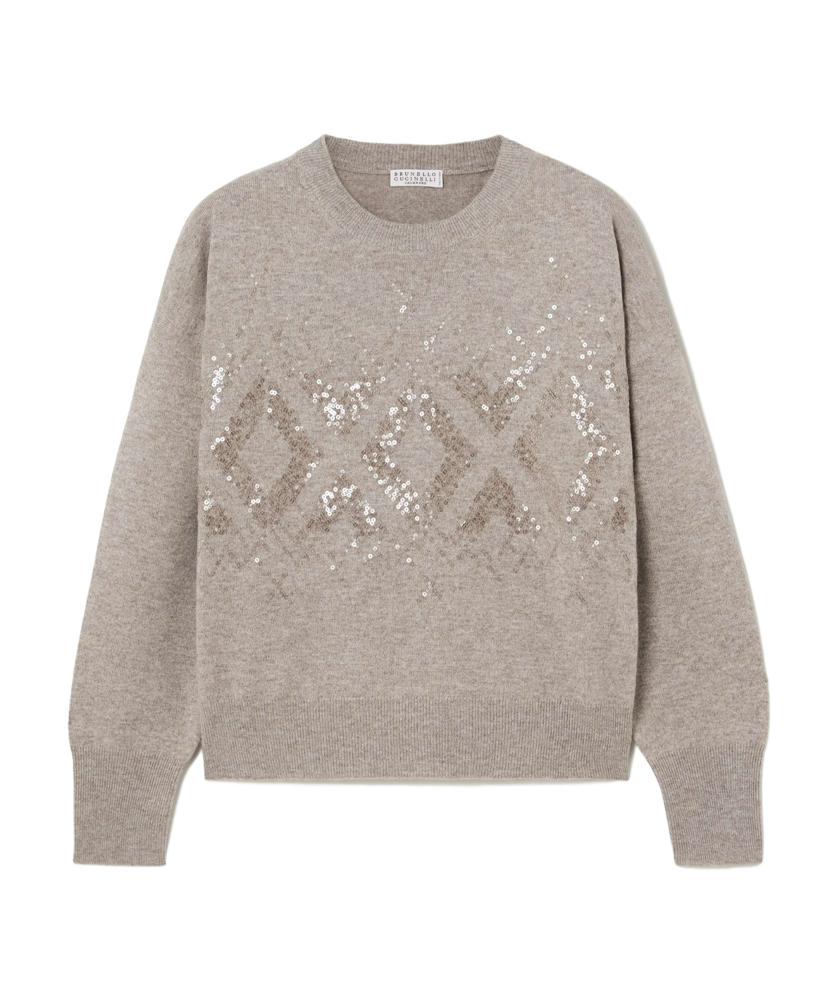 Brunello Cucinelli Sequin-embellished Knitted Jumper In Nude