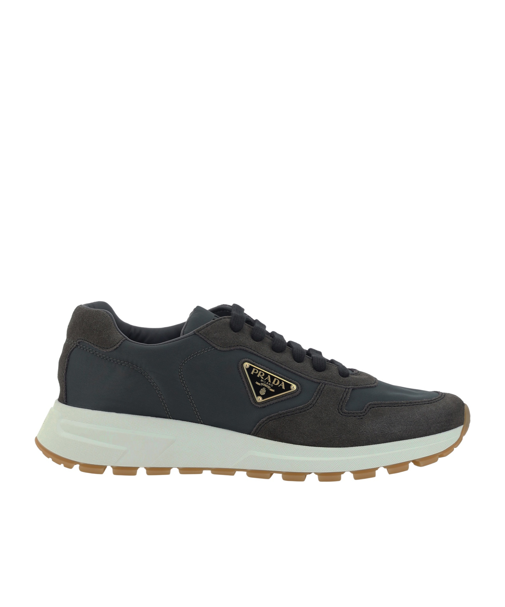 Prada Laced Sneakers In Green