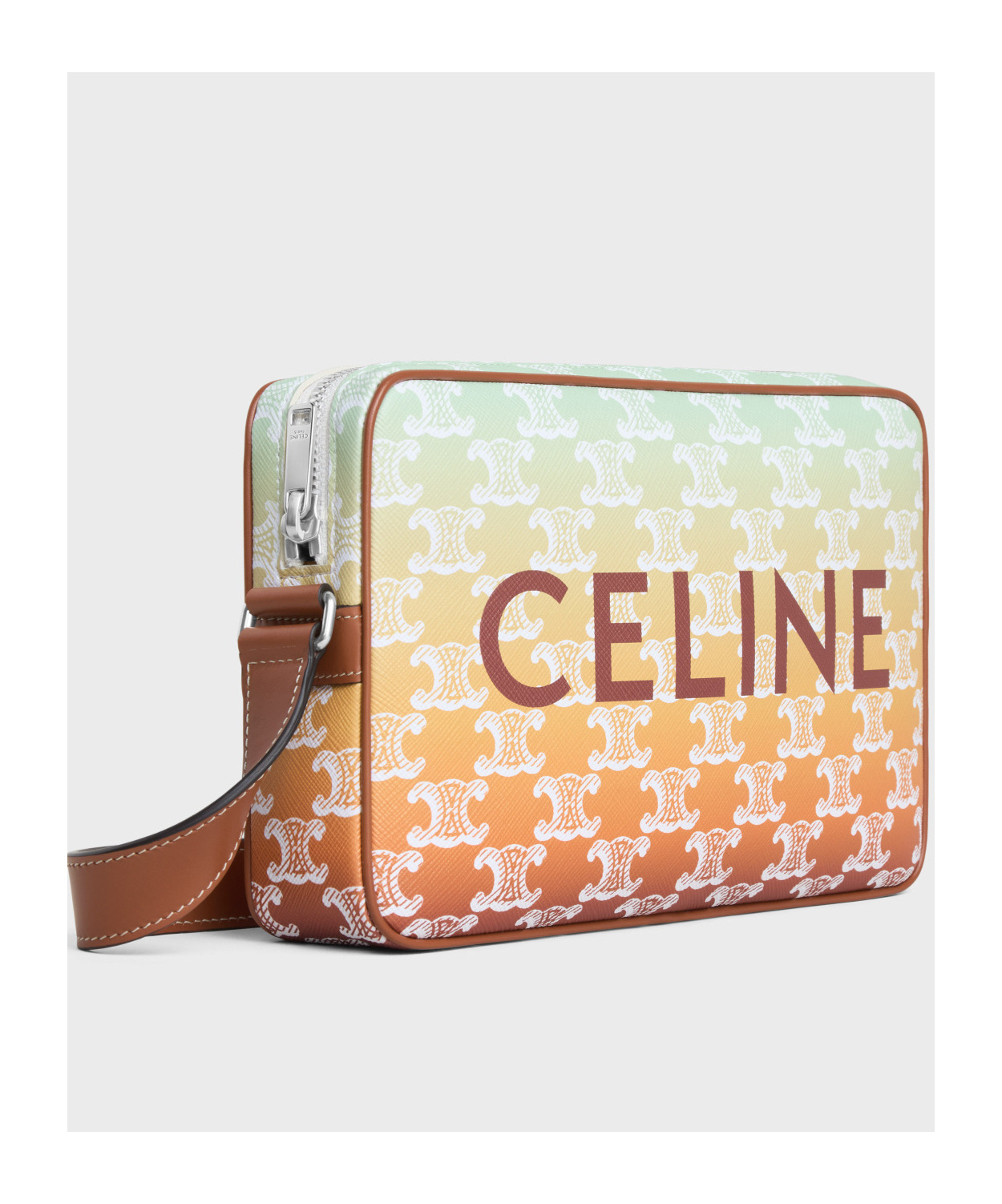 Celine Sunset Canvas And Calfskin Medium Shoulder Bag In Multicolor