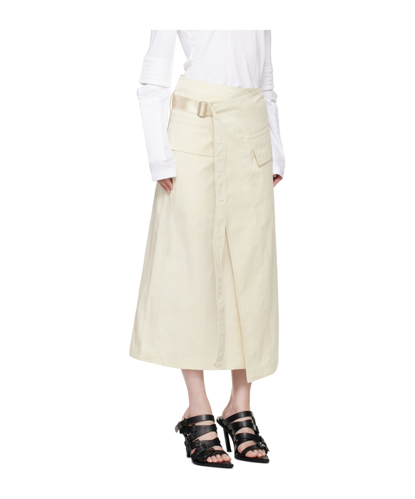 Helmut Lang Trench Wrap Skirt In White