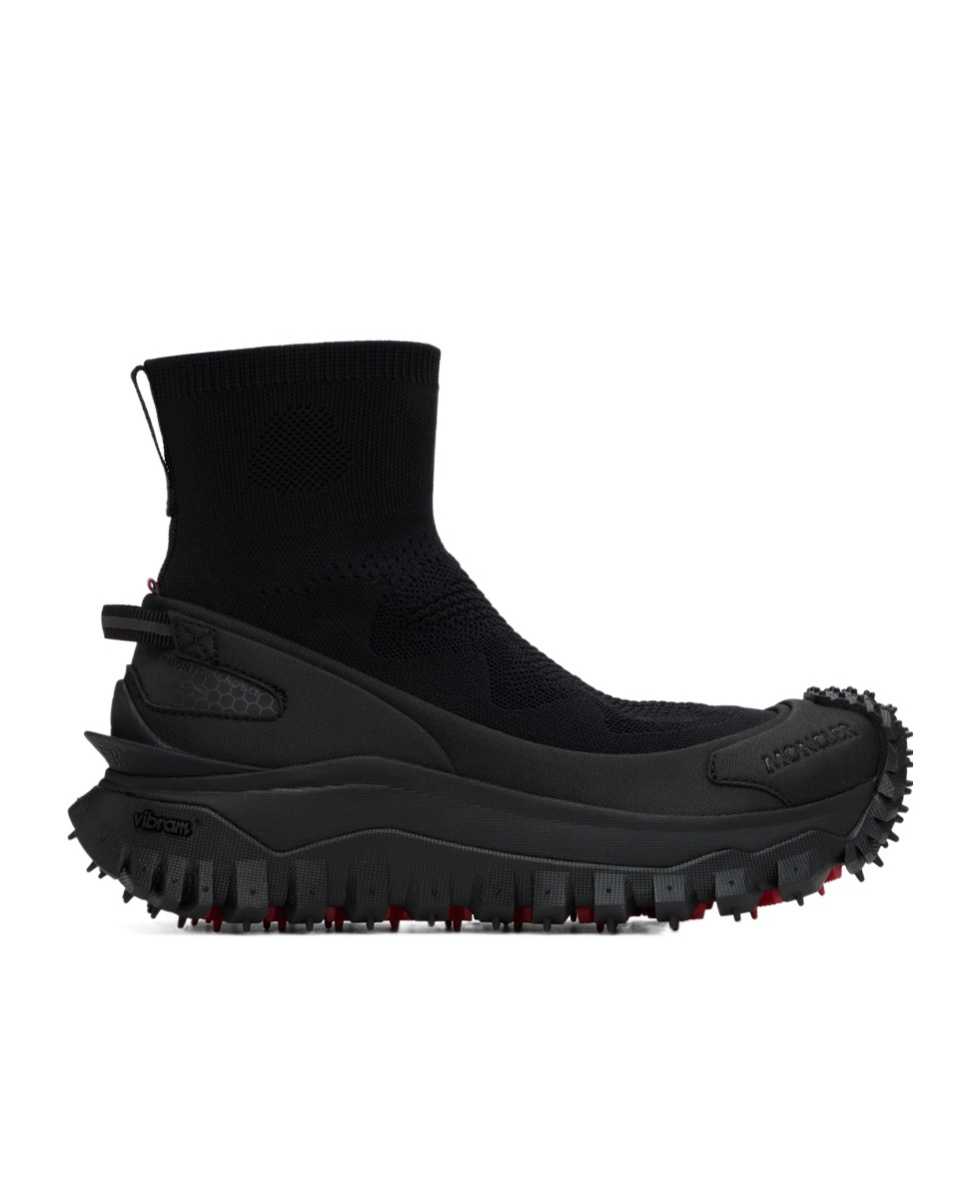 Shop Moncler Trailgrip Knit High-top Sneakers In Black