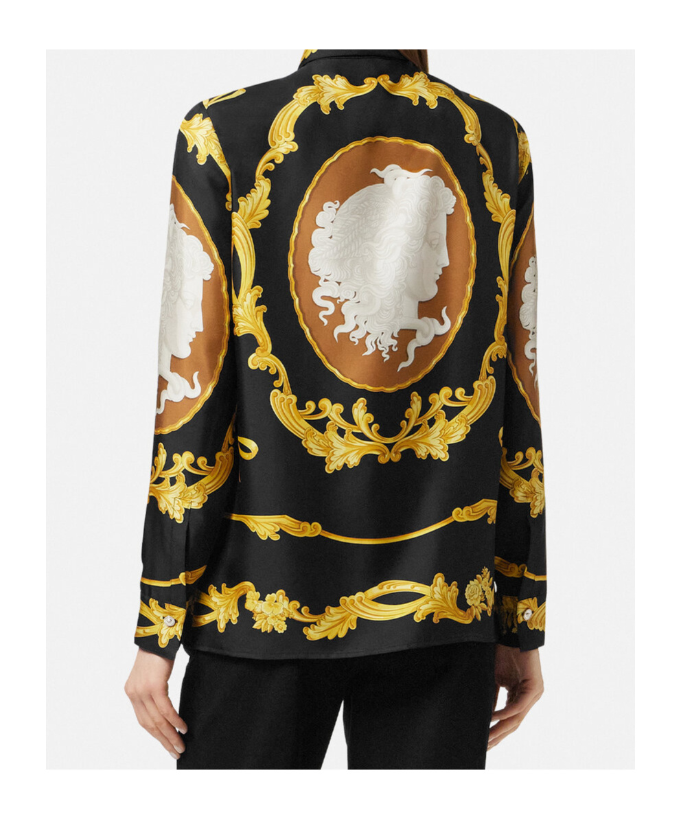 Versace Printed Silk Shirt In Black