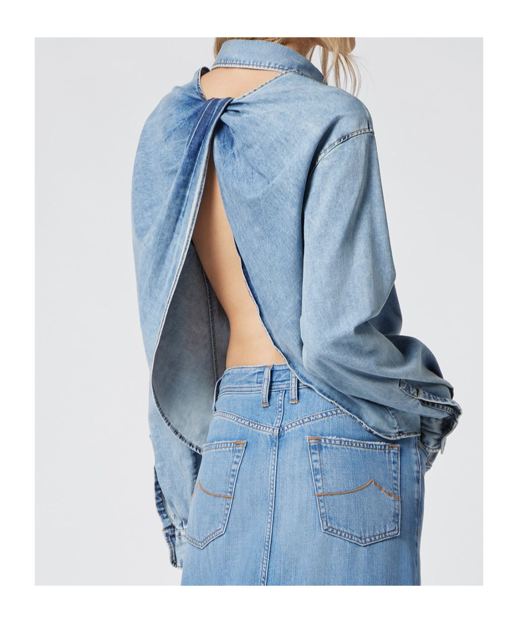 Jacob Cohen Twisted Denim Shirt In Blue
