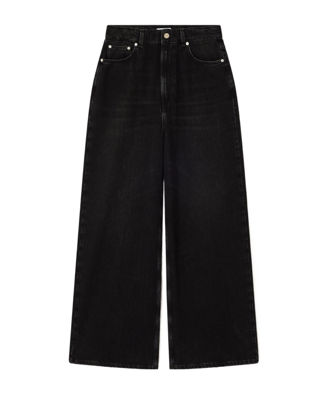 Ganni Black Washed Baggy Jeans In Black
