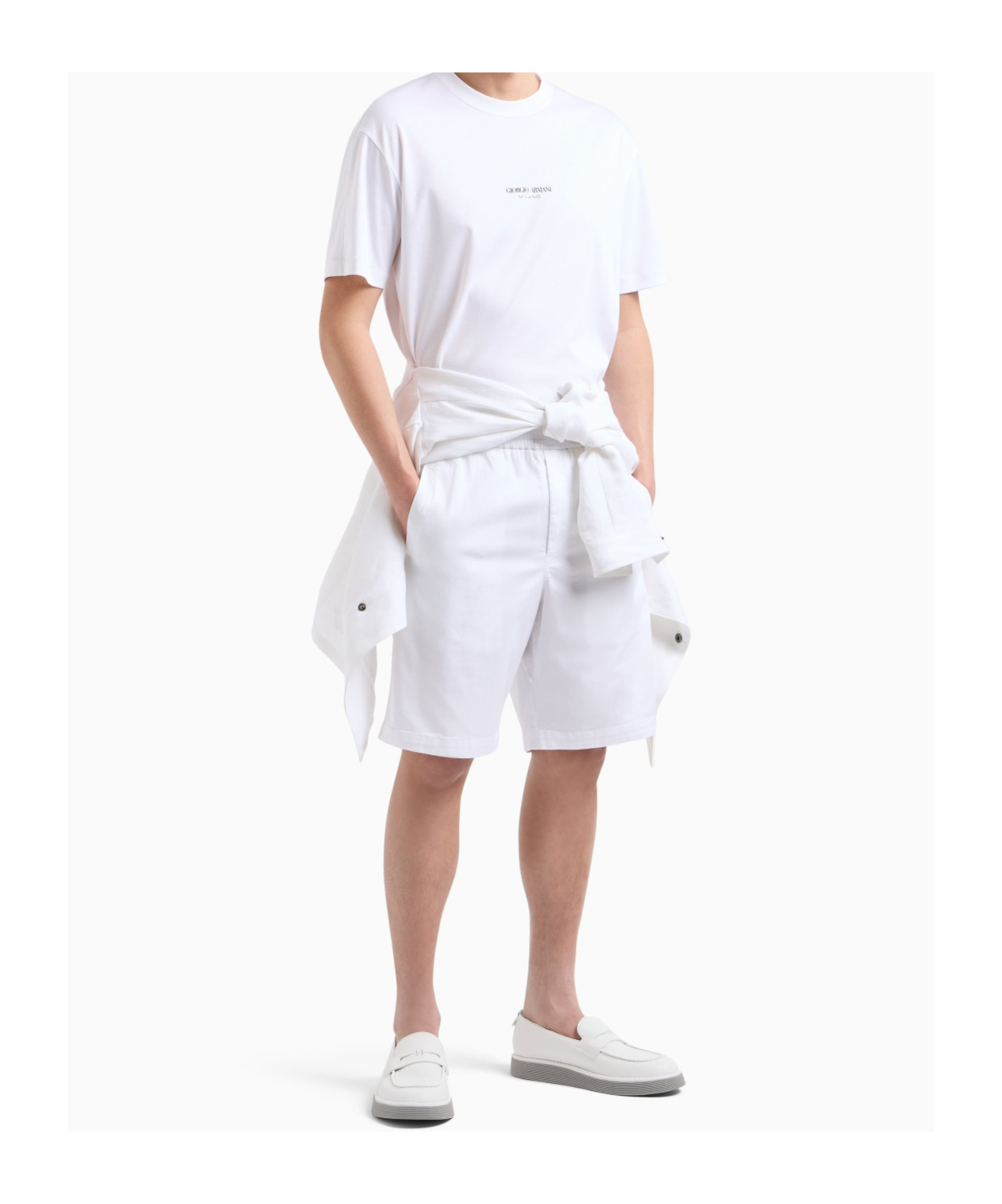 Giorgio Armani Crew Neck White T-shirt With Minimalist Logo In White