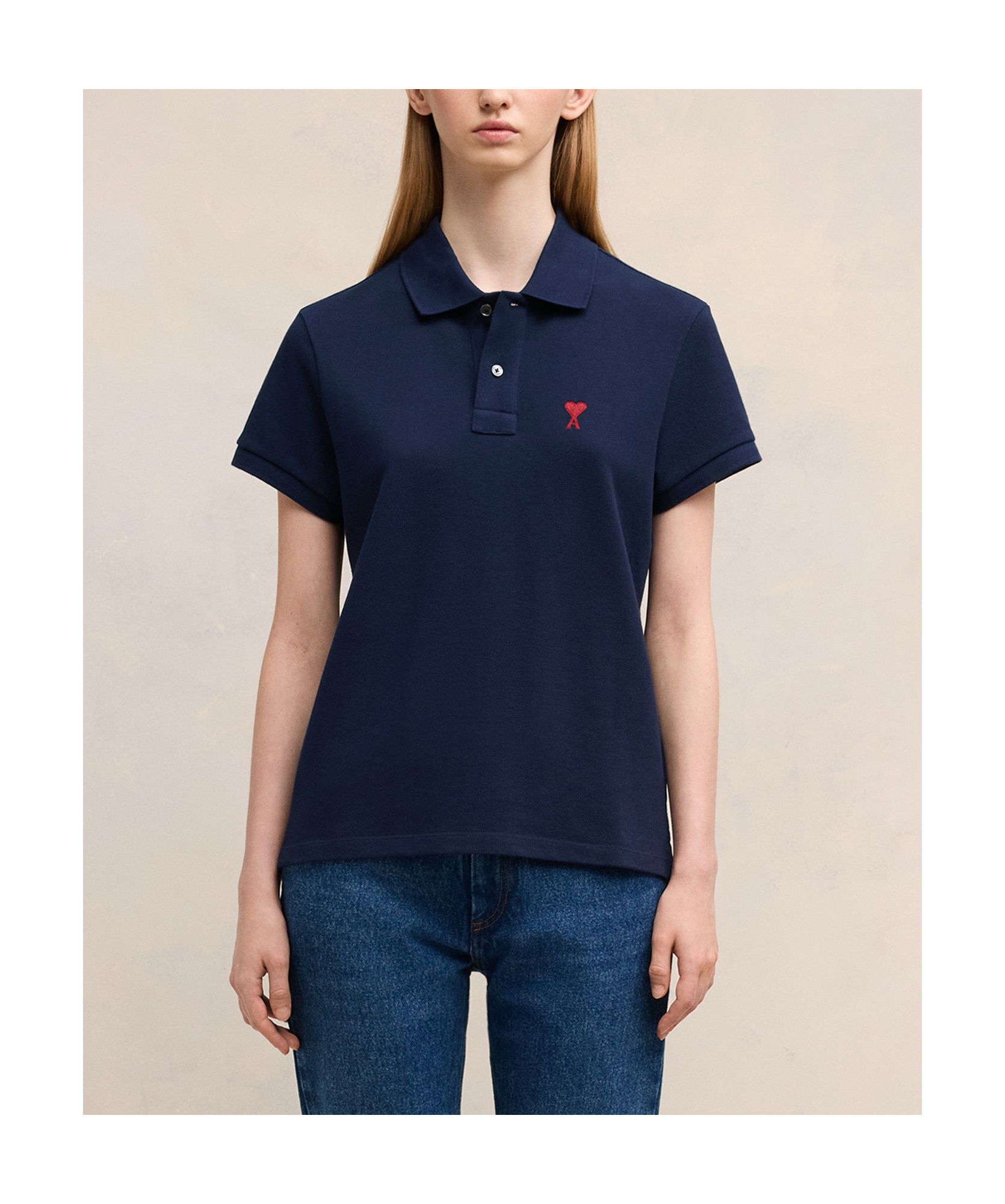 Ami Alexandre Mattiussi Ami Paris Ami Paris De Coeur Cotton Polo Shirt In Blue