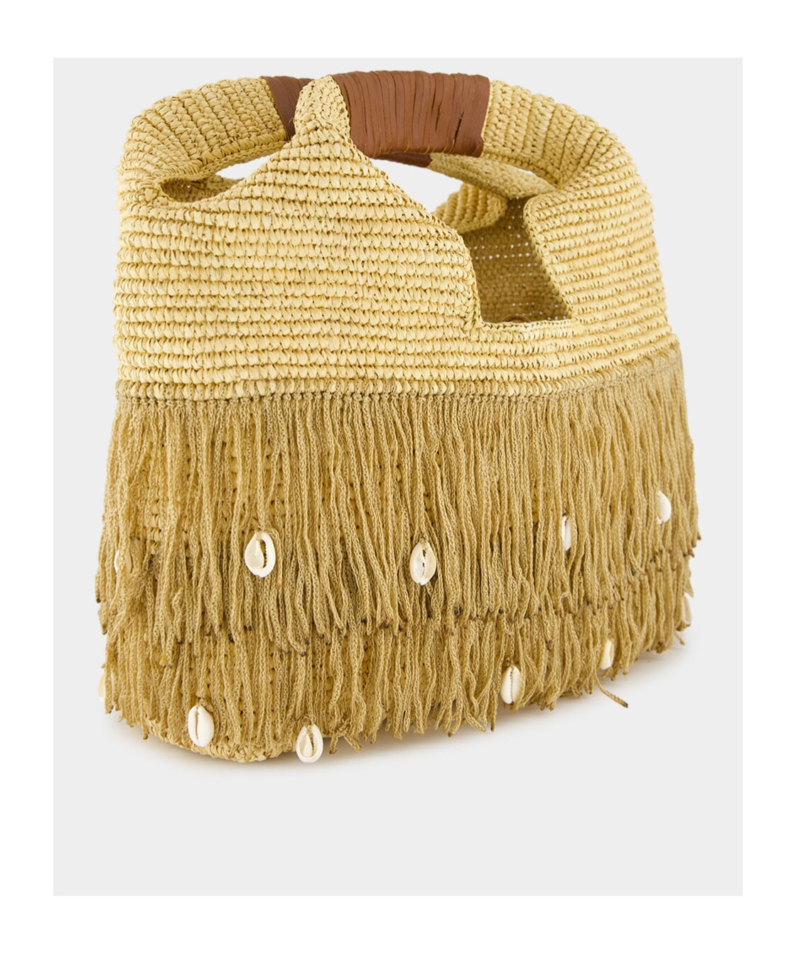 Sensi Studio Fringed Straw Handbag In Brown