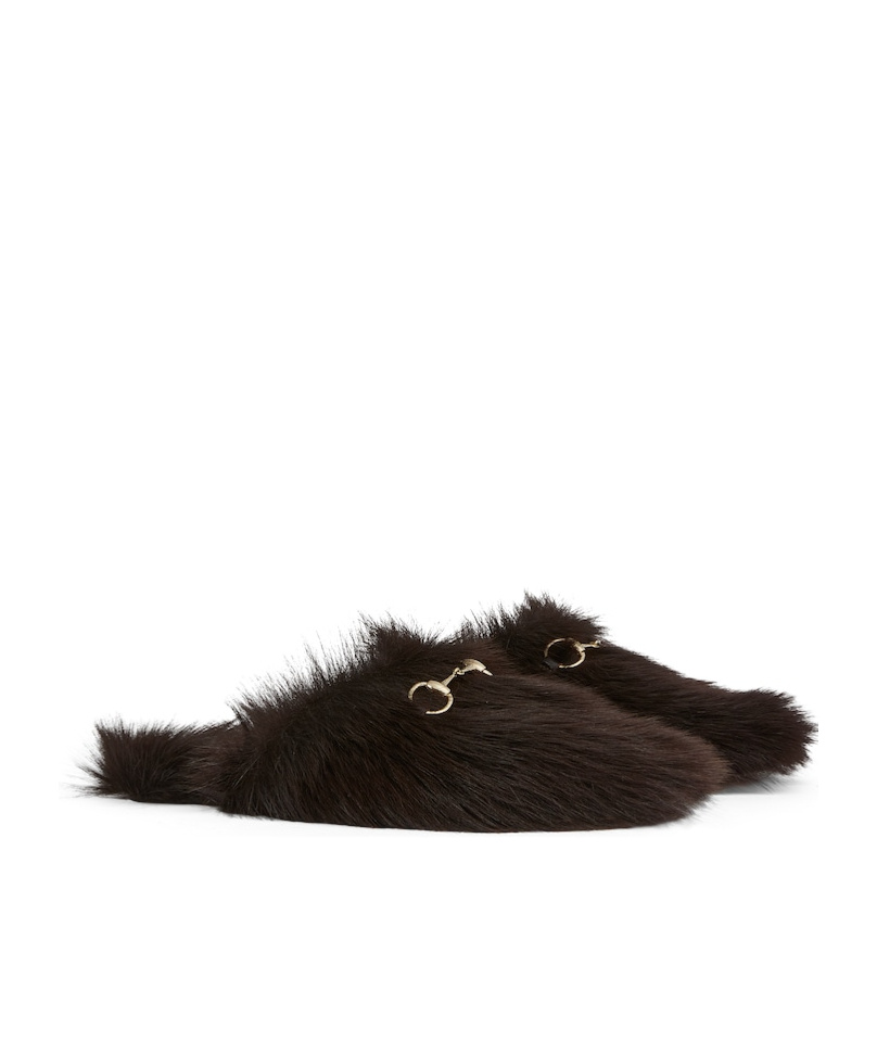 Gucci Horsebit Flat Slip-on Mule In Brown