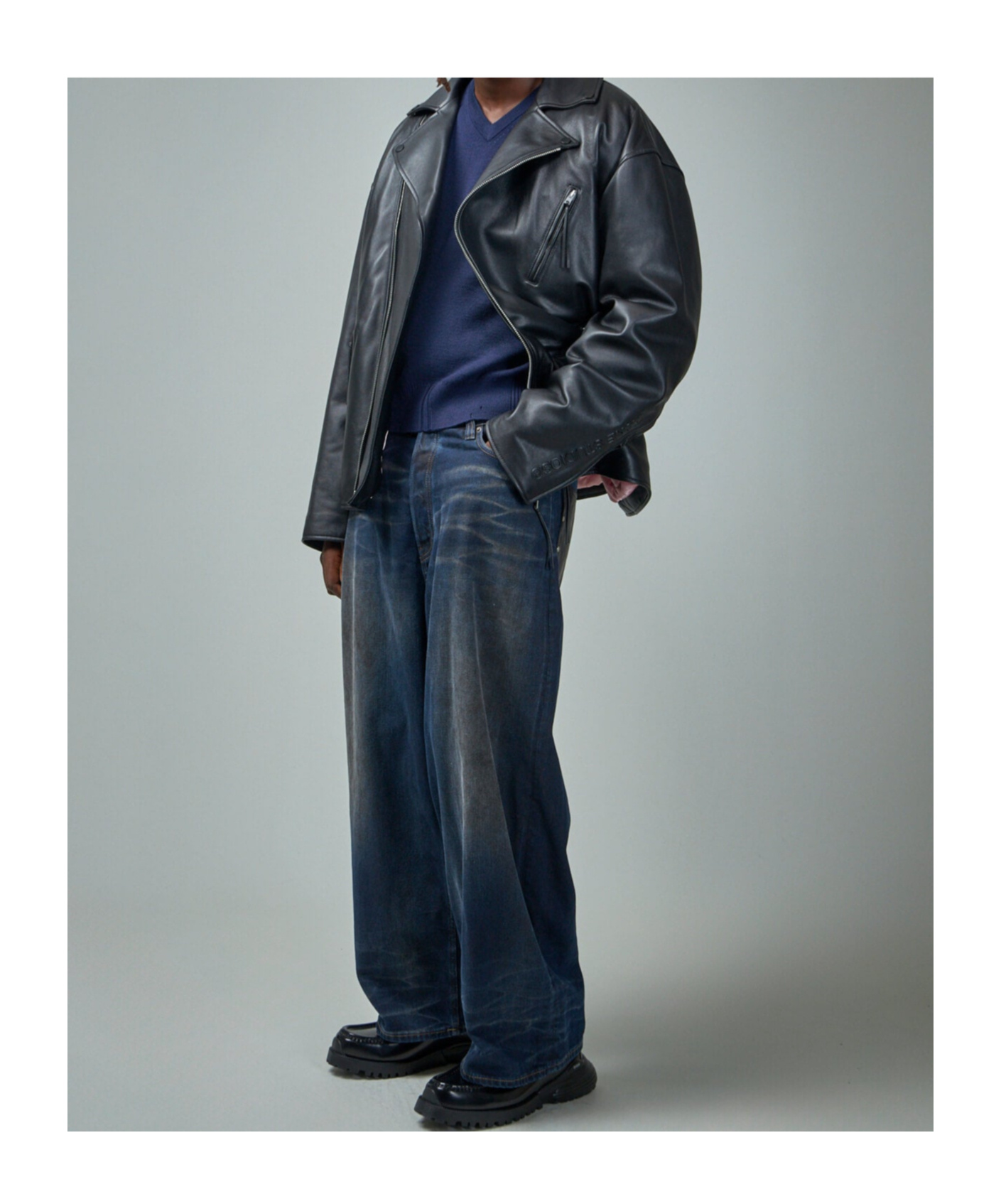 Acne Studios Long-sleeved Leather Jacket In Black