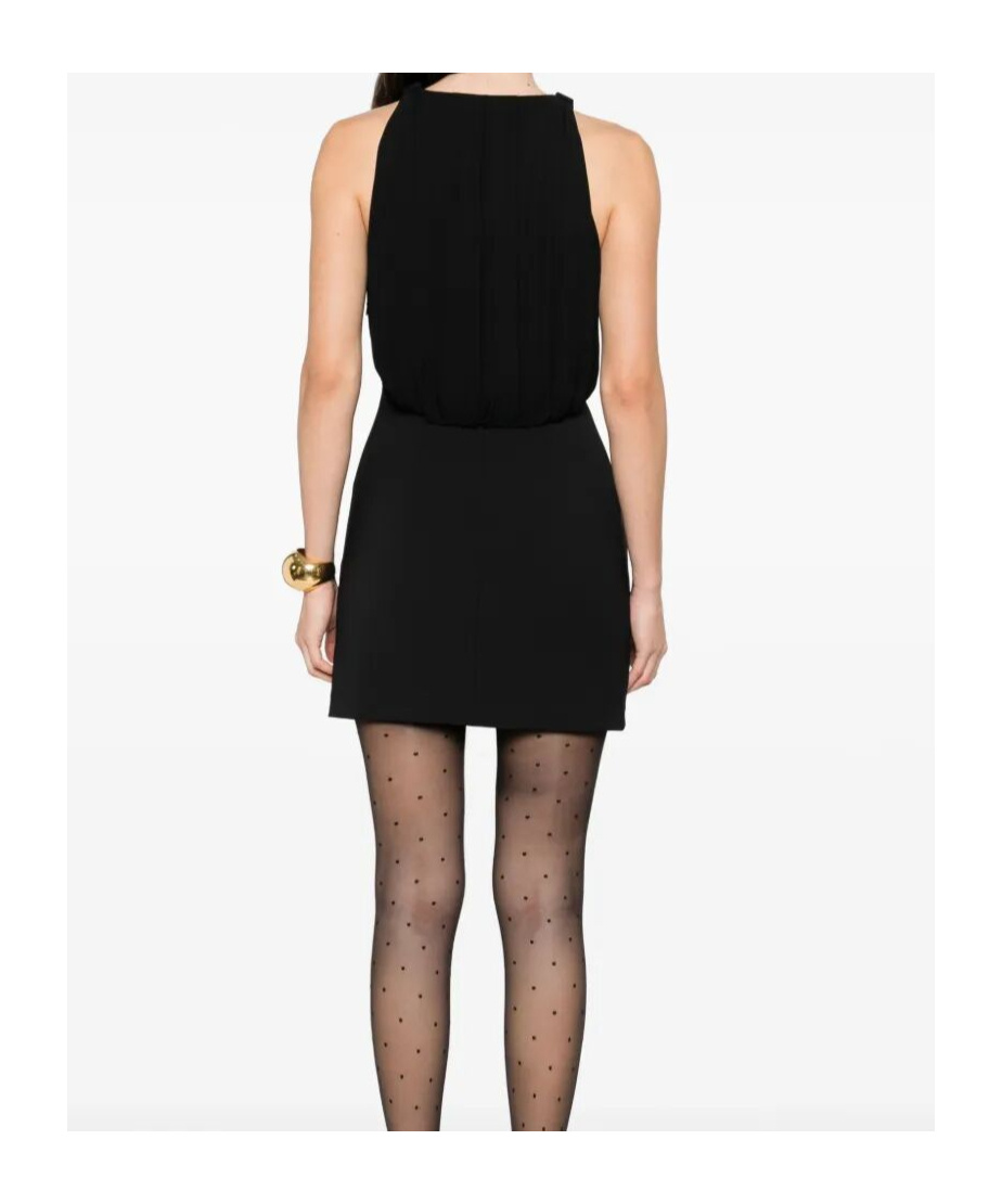 Elisabetta Franchi Sleeveless Round Neck Mini Fitted Chain Dress In Black