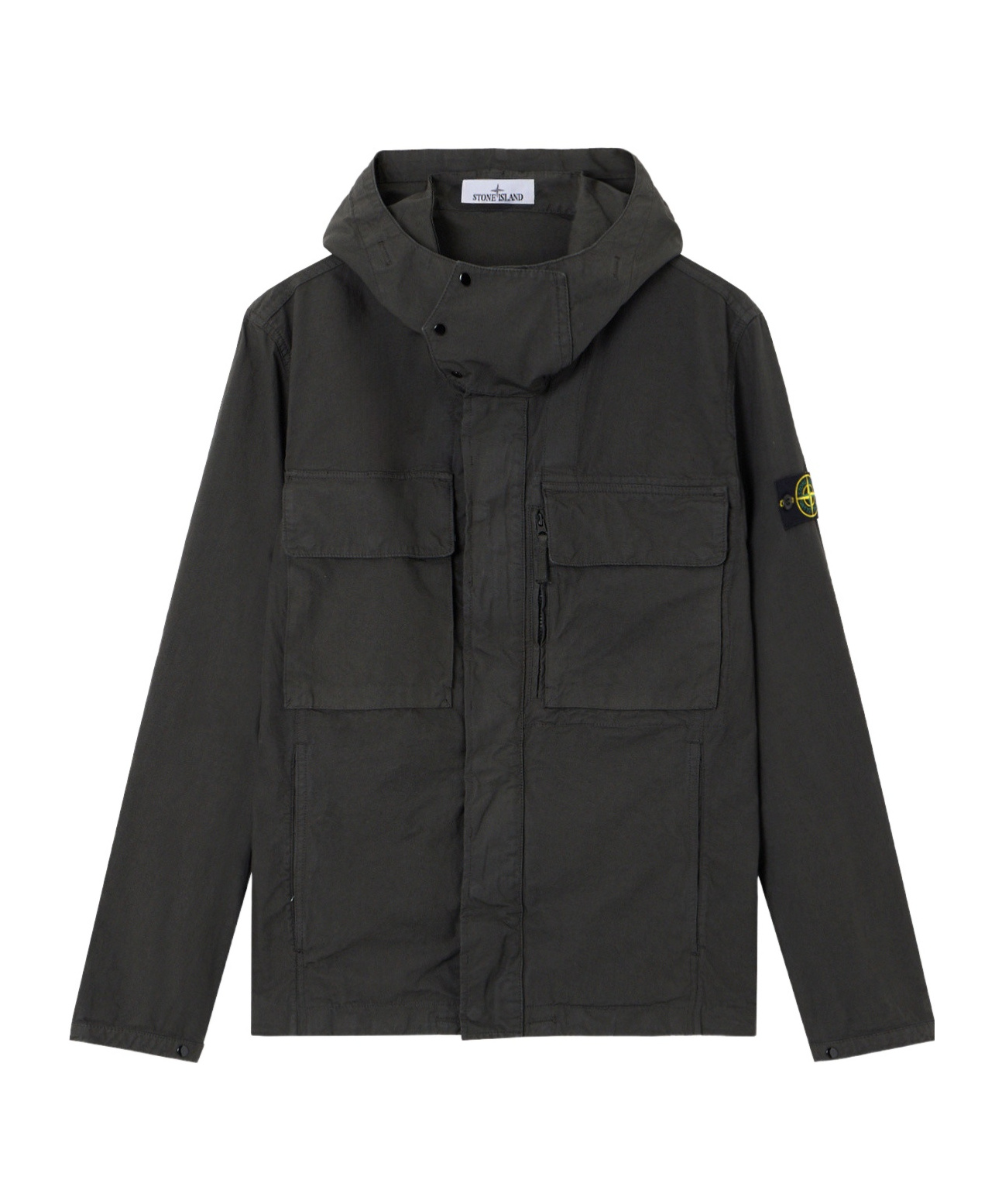 Stone Island Hooded Field Jacket With Anti-drop And Chest Pockets In Gray