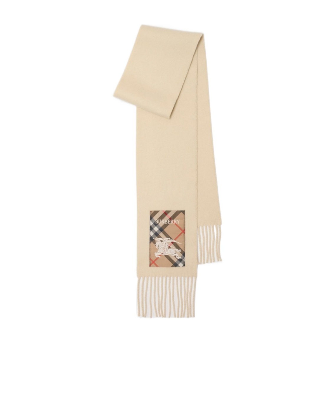 Burberry Cashmere Fringed Scarf In Nude