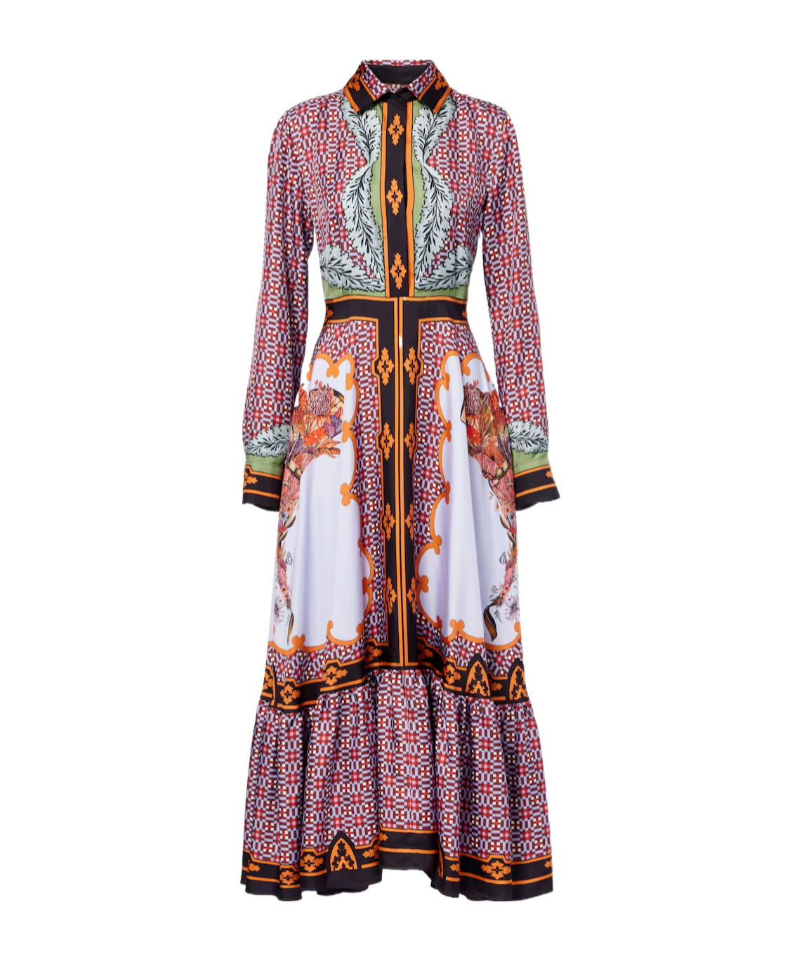 La Doublej San Pietro Printed Silk Maxi Dress In Blue