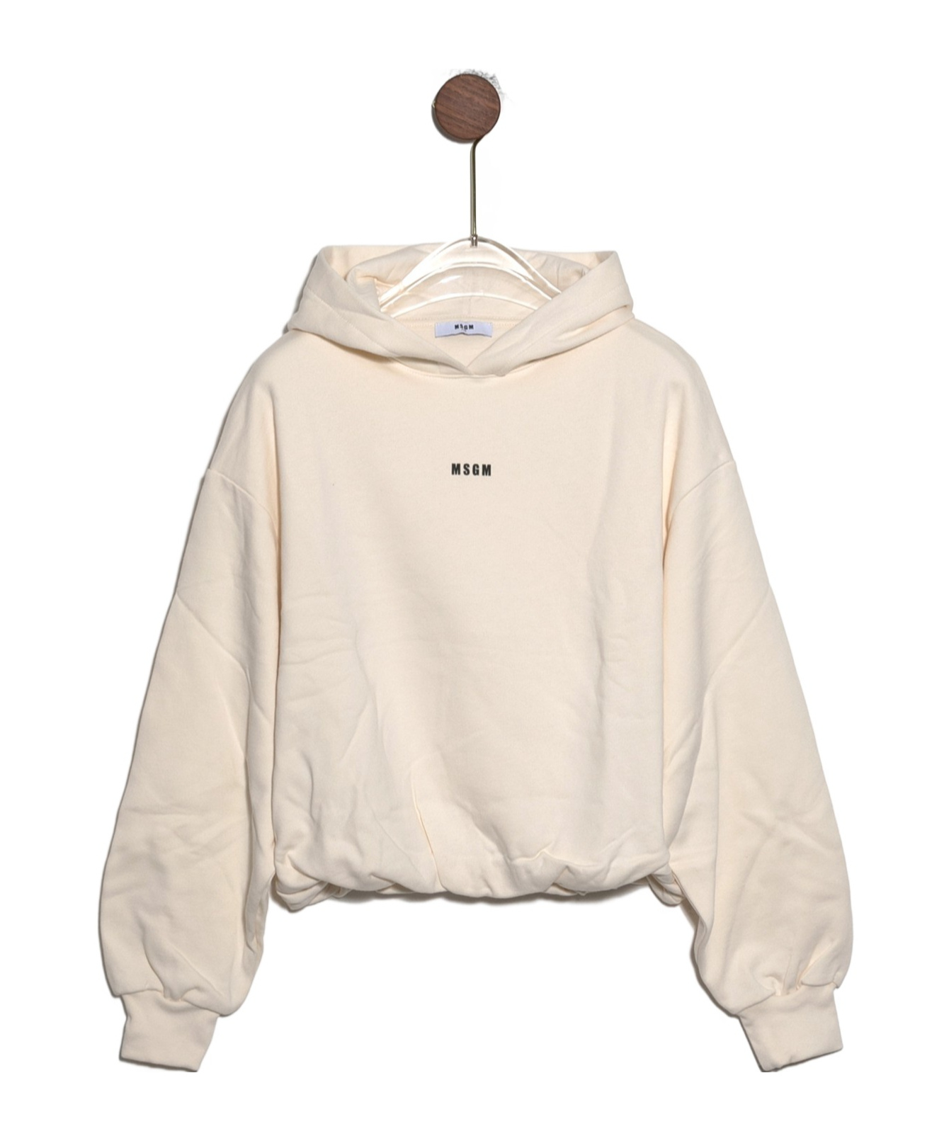 Msgm Logo-embroidered Hoodie In Nude