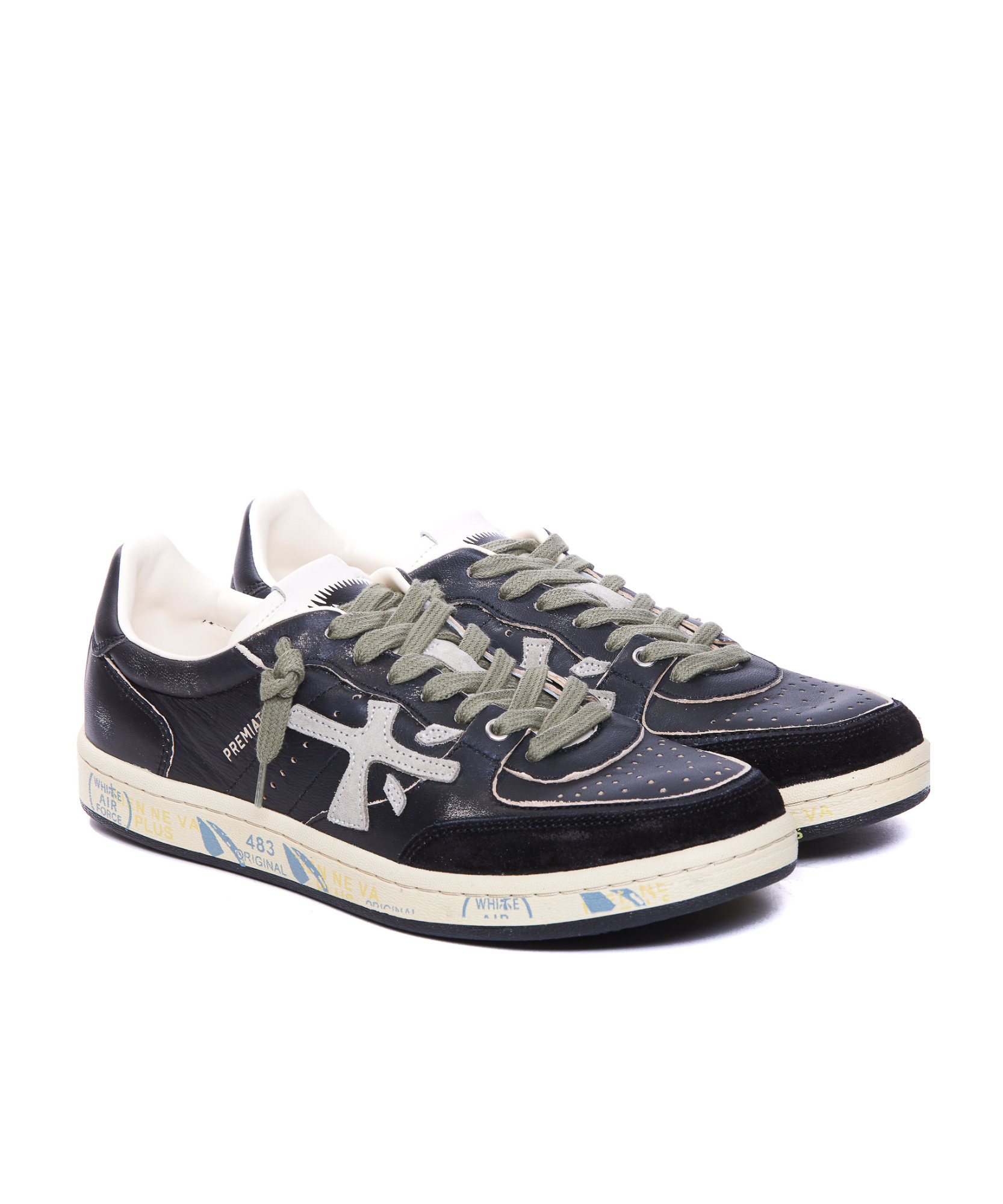 Premiata Lace-up Low-cut Sneakers In Black