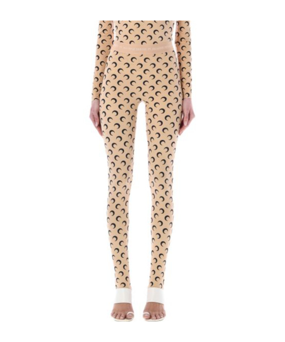 Shop Marine Serre Moon Printed Skinny-cut Leggings In Nude