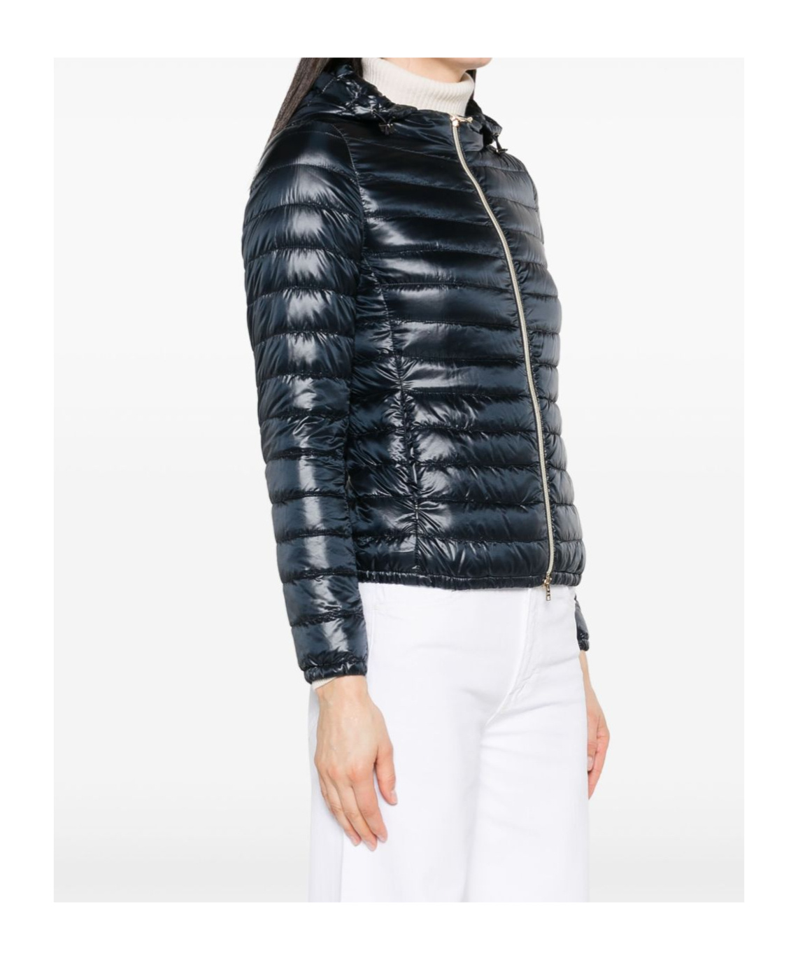 Herno Short Quilted Down Jacket With Detachable Hood In Blue