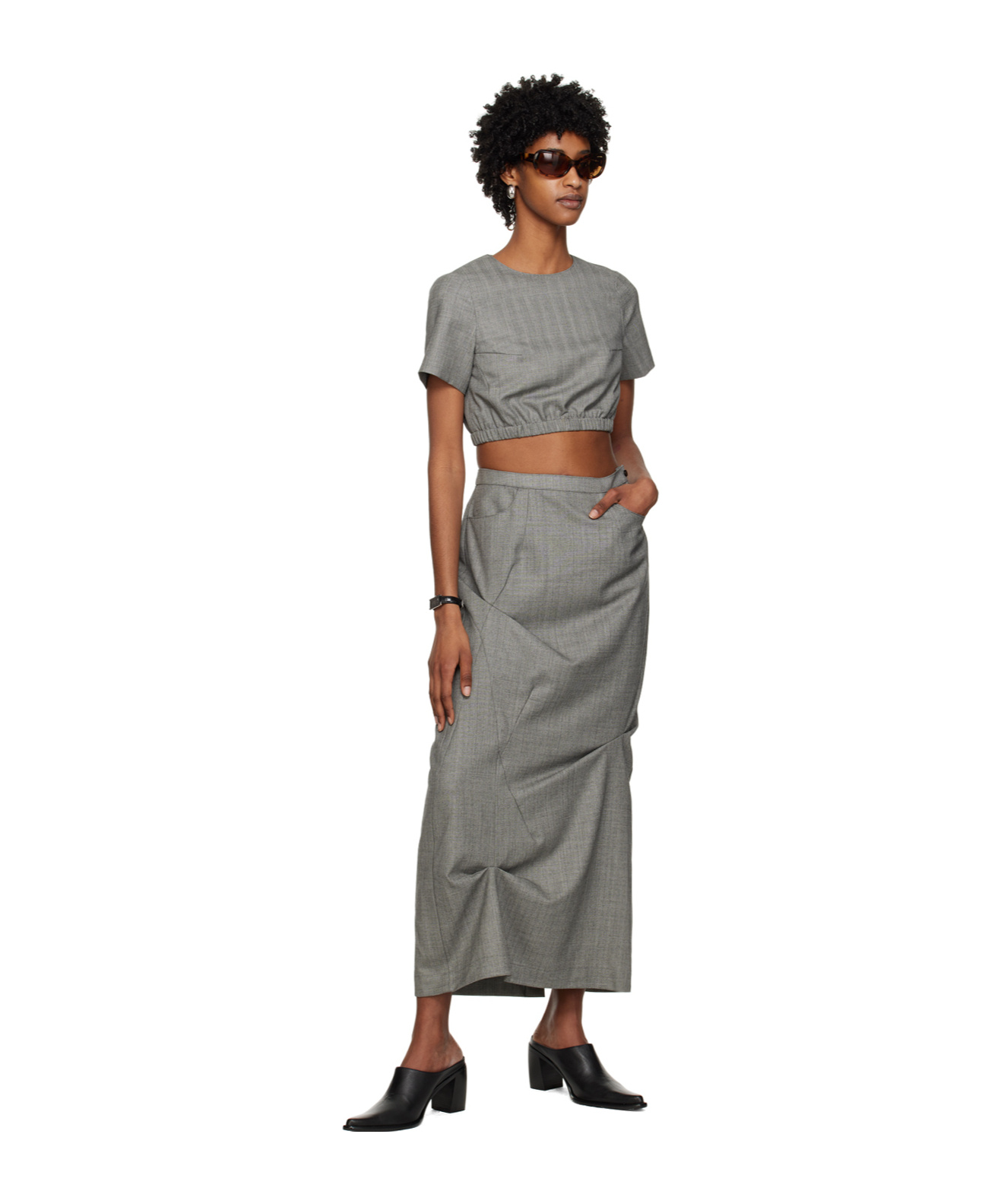 Ader Error Item O-neck Short-sleeved T-shirt In Gray