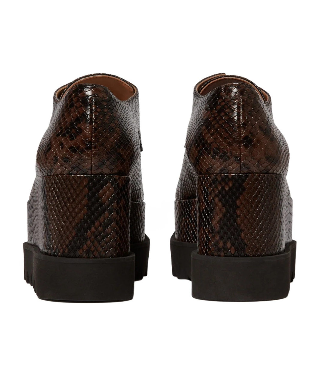 Stella Mccartney Chunky Heel Platform Sneakers With Snakeskin Effect In Brown